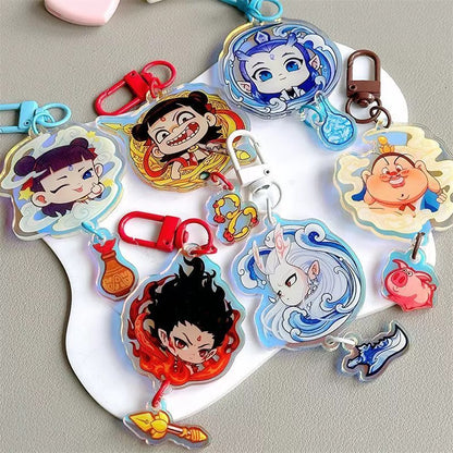 Nezha Demon Boy Naohai Pendant Keychain Unisex Magnetic Couple Accessory Lotus Root Iron Suction