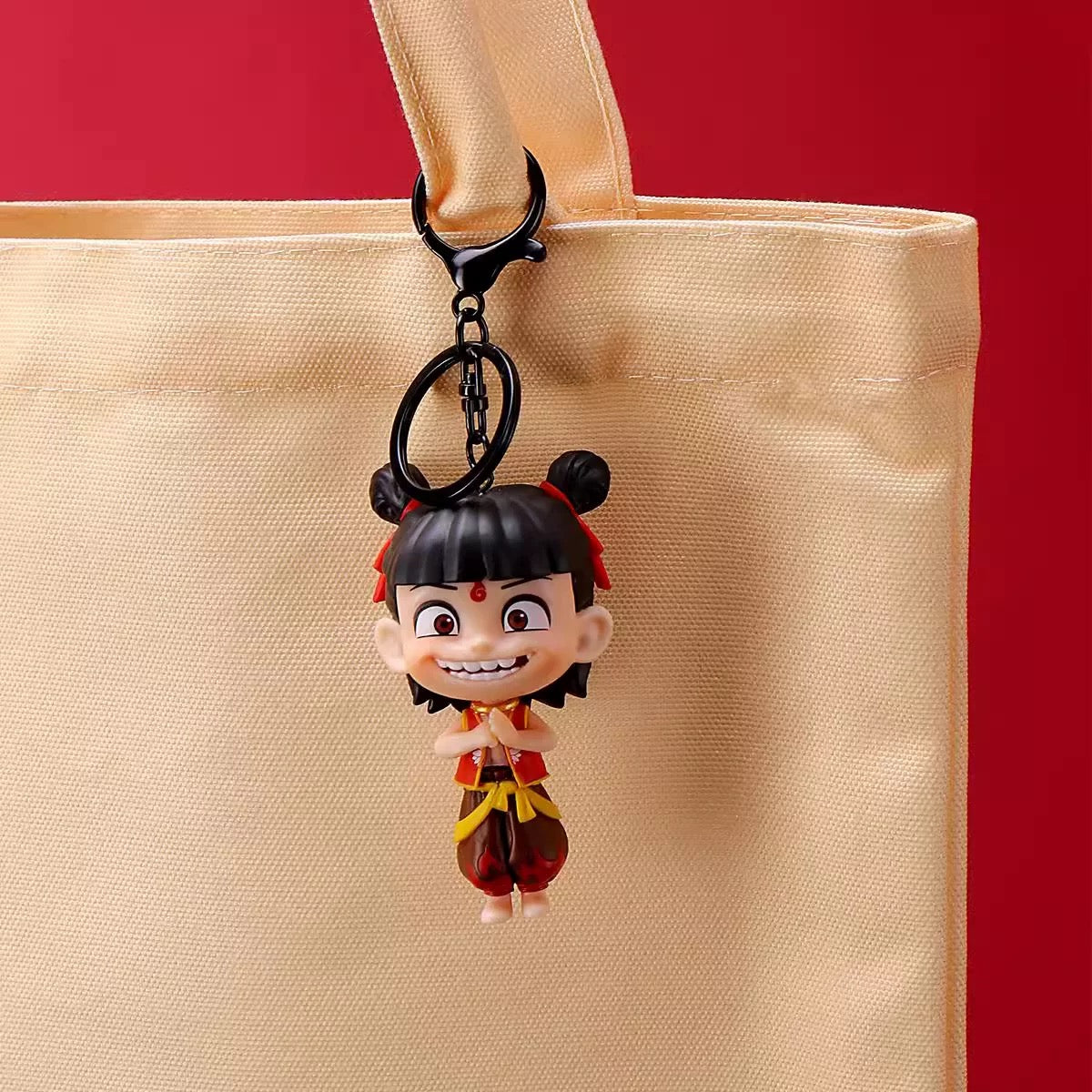 New Nezha Children Keychain Cartoon 3D Doll Pendant Cute Small Gift Backpack Keychain
