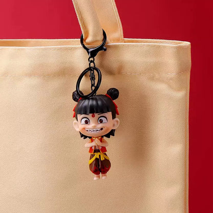 New Nezha Children Keychain Cartoon 3D Doll Pendant Cute Small Gift Backpack Keychain