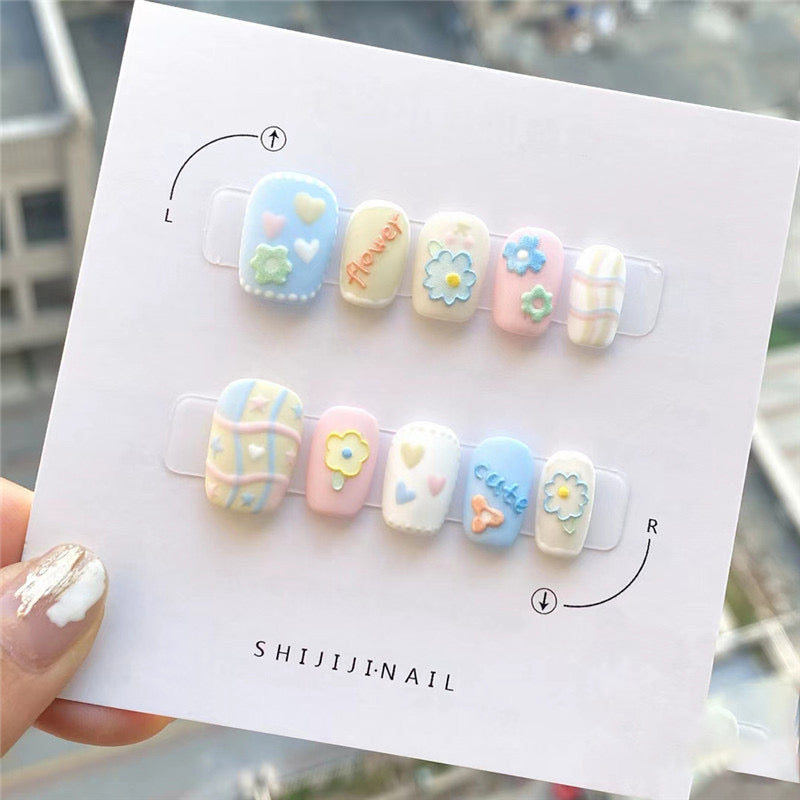 Luxury Private Label Press on Nails Handmade Custom Thick Acrylic Nails With Rhinestones Artificial Fingernails