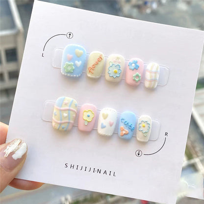 Luxury Private Label Press on Nails Handmade Custom Thick Acrylic Nails With Rhinestones Artificial Fingernails